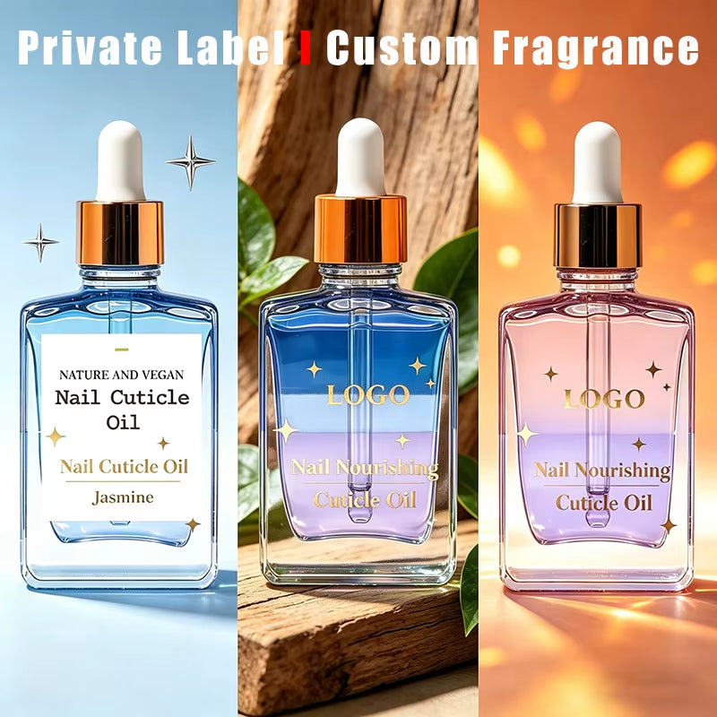 Wholesale Private Label Vegan Organic Dual Color Cuticle Care Oil 30Ml Vitamin E D-Panthenol Scented Nourishing Nail Growth Oil