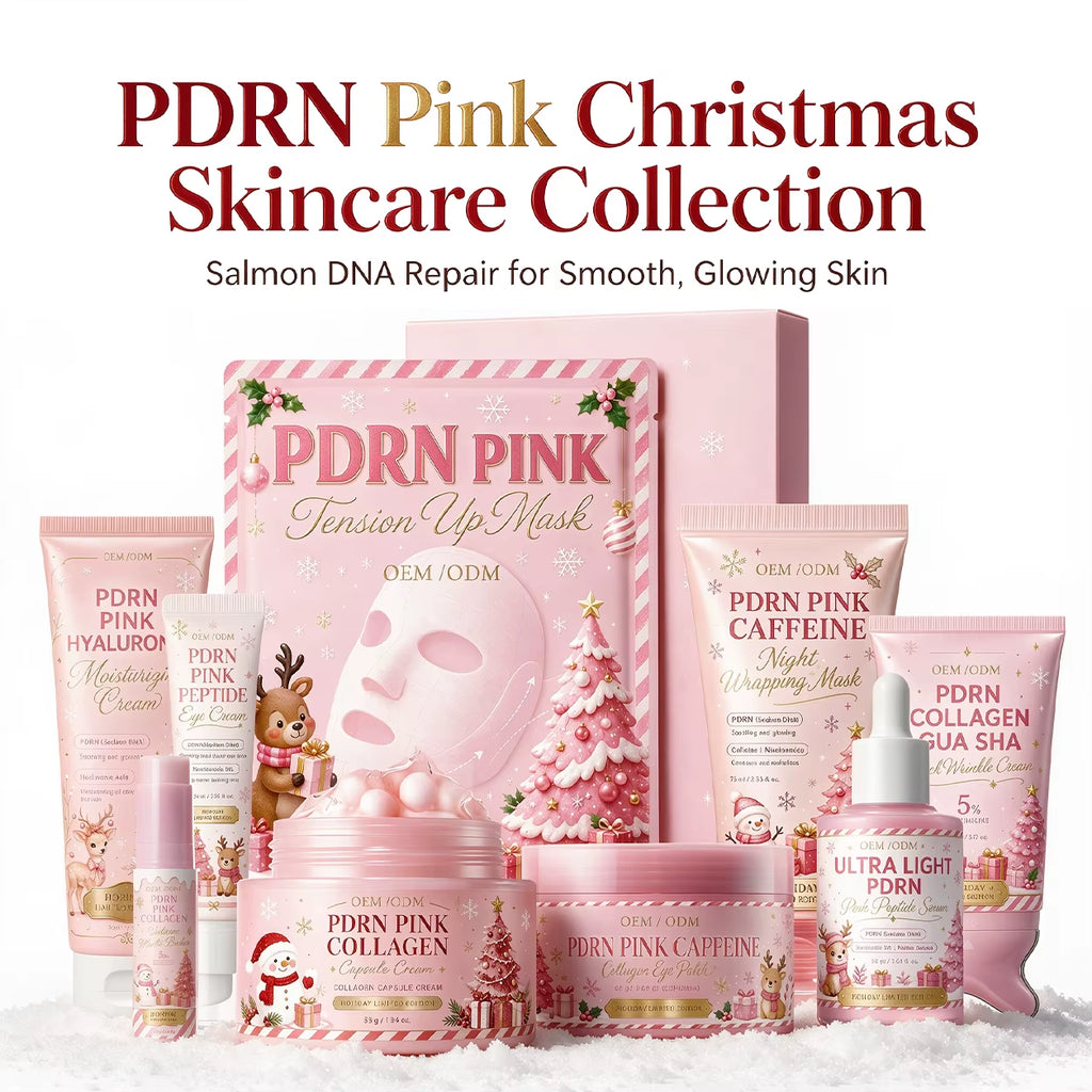 Private Label PDRN Pink Skincare Line Salmon DNA Collagen Face Cream Serum Toner Eye Patch Custom Korean Beauty Products