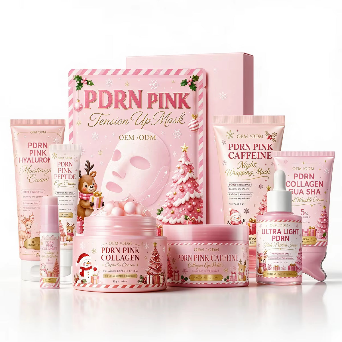 Private Label PDRN Pink Skincare Line Salmon DNA Collagen Face Cream Serum Toner Eye Patch Custom Korean Beauty Products