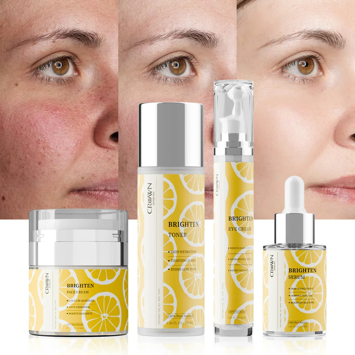 Korea Skincare Organic Collagen Vitamin C Brightening Toner Anti-Age Dark Circles Soothing Sensitive Skin Bakuchiol Face Set