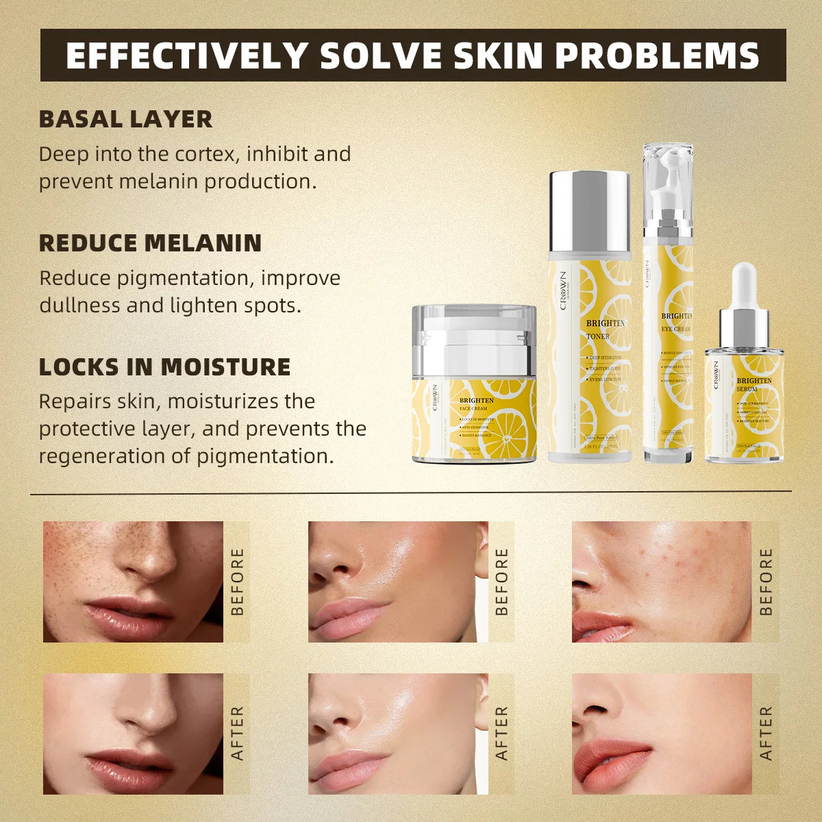 Korea Skincare Organic Collagen Vitamin C Brightening Toner Anti-Age Dark Circles Soothing Sensitive Skin Bakuchiol Face Set