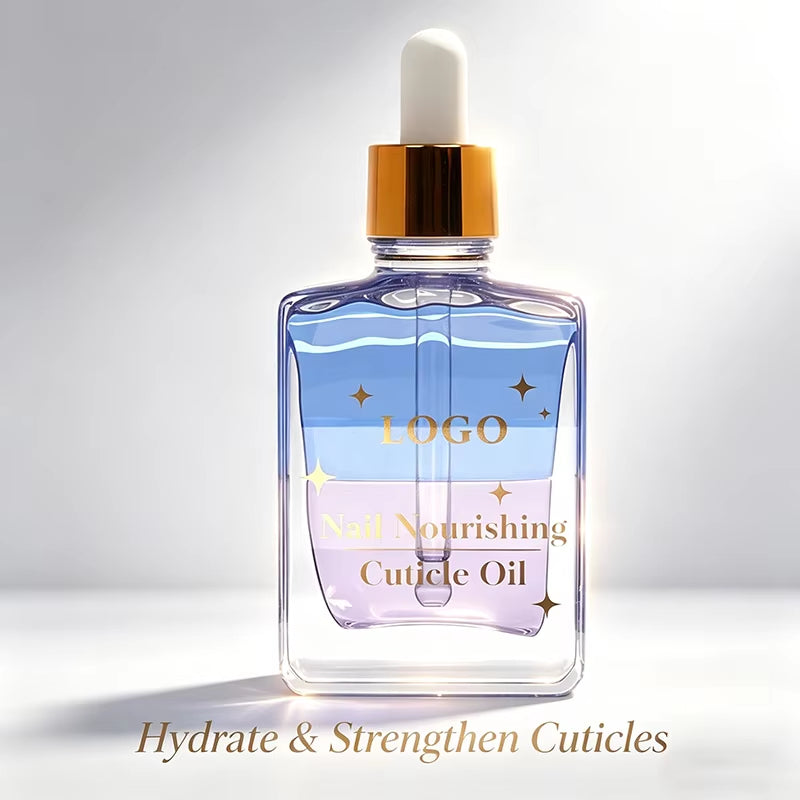 Wholesale Private Label Vegan Organic Dual Color Cuticle Care Oil 30Ml Vitamin E D-Panthenol Scented Nourishing Nail Growth Oil