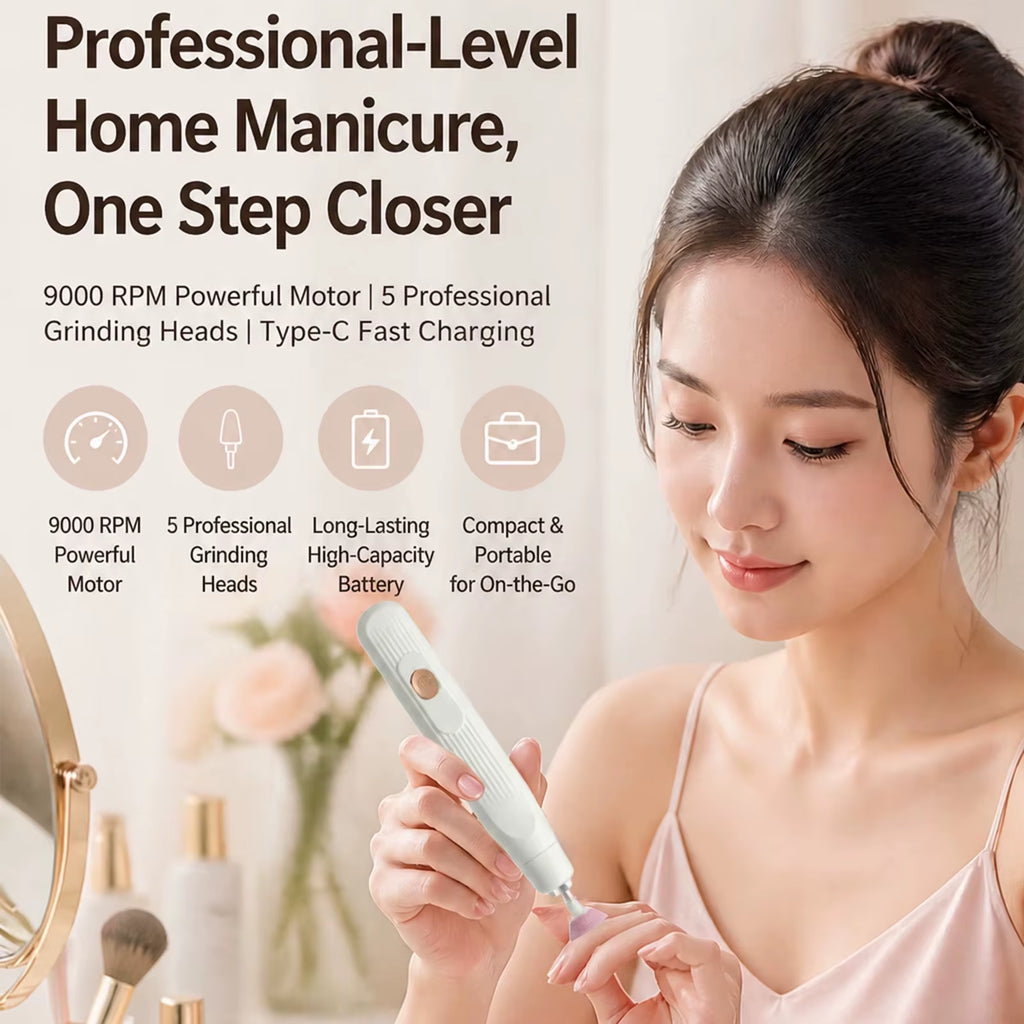 Cordless Plastic Finger Nails File Grinder Kit Rechargeable Nails Buffer for Acrylic Gel Care and Removal
