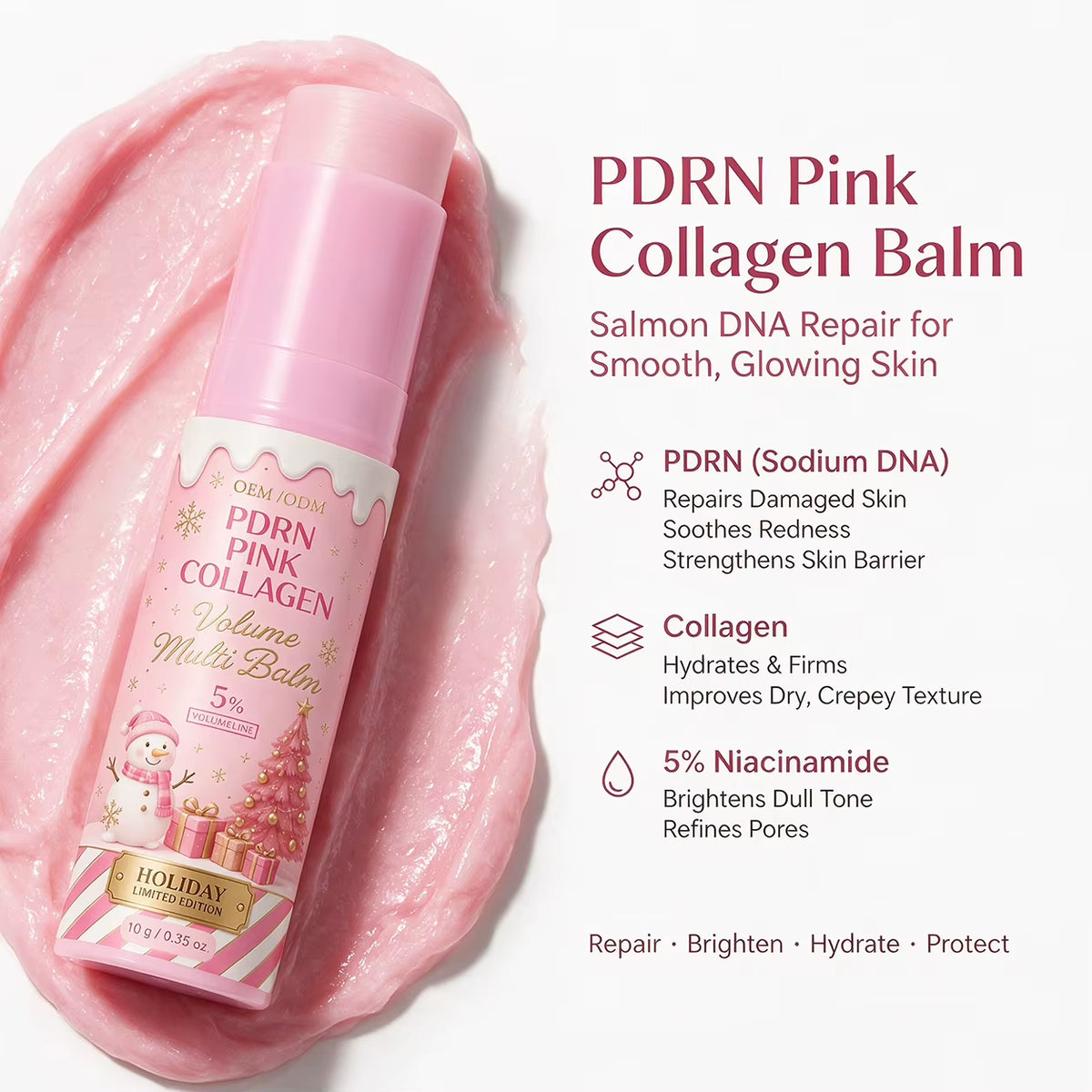 Private Label PDRN Pink Skincare Line Salmon DNA Collagen Face Cream Serum Toner Eye Patch Custom Korean Beauty Products
