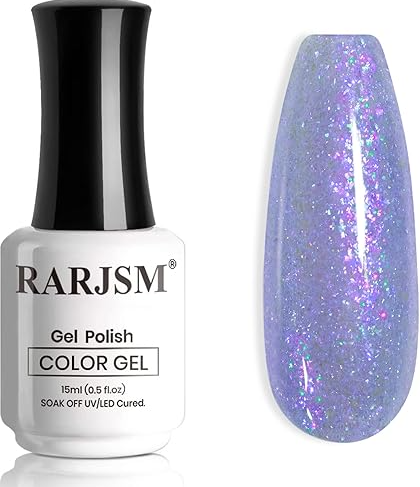 Pearl Gel Nail Polish,15Ml Clear Pearlescent Gel Polish,Purple Glitter Gel Polish Shimmer Iridescent Mermaid Nail Gel Polish Soak off LED UV Drawing Swirl Thread Effect for DIY Manicure Use
